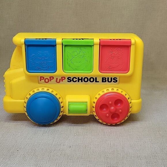 Sesame Street 1983 Vintage Big Bird Xylophone, 1995 Tyco Pop Up School Bus - Picture 2 of 14